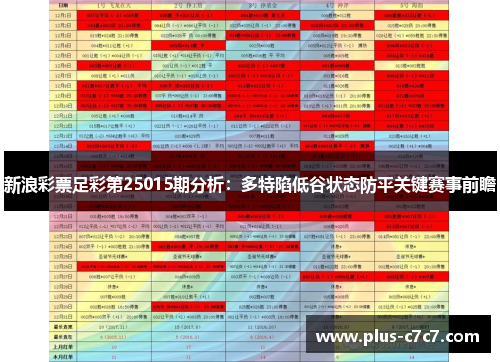 新浪彩票足彩第25015期分析：多特陷低谷状态防平关键赛事前瞻