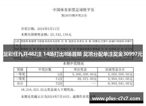 足彩任九开482注 14场打出8场首赔 奖池分配单注奖金30997元